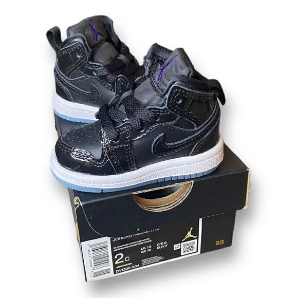 Nike Jordan 1 Mid SE (TD) Size 2C Black/Dark Concord-White DV1338-004 New in Box - Picture 4 of 7